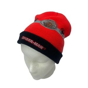 Marvel Spider-Man Beanie Hat Cap Boys Red Black Embroidered Acrylic